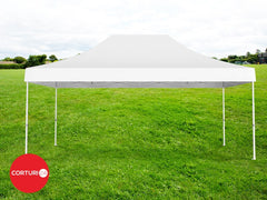 4x6 m Pavilion Pliabil Professional Aluminiu 50 mm, cu 4 ferestre panoramice, PVC 620 gr /m2, alb, ignifug