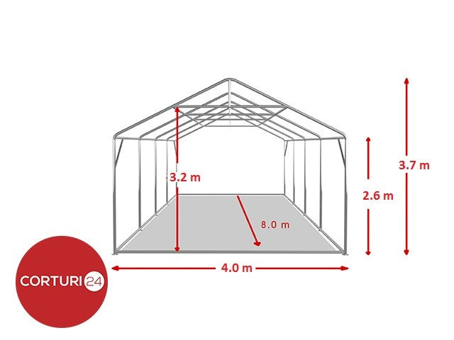 4x8 m Cort Evenimente PROFESSIONAL XXL, PVC alb