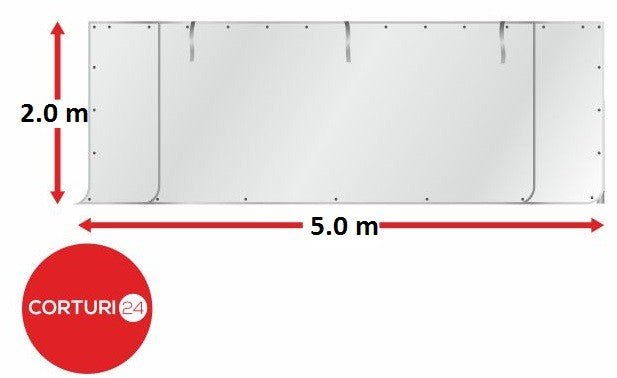 5x2 m Perete frontal - PVC 500 g/m2, alb