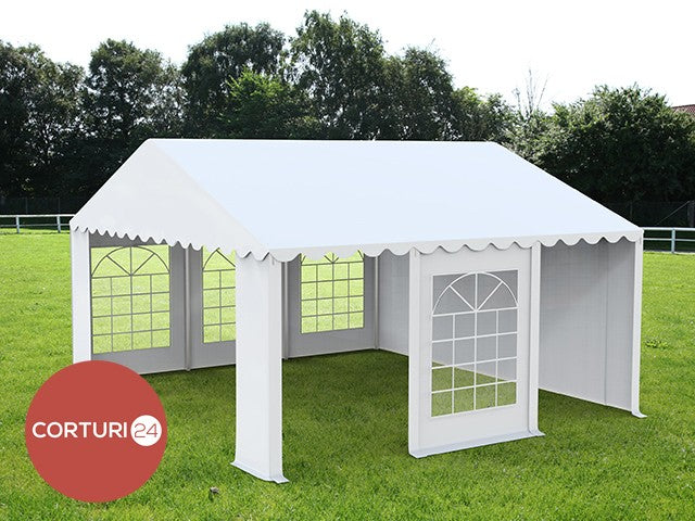 5x6 m Cort Evenimente ECONOMY, PVC alb