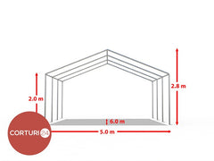 5x6 m Cort Evenimente ECONOMY, PVC alb