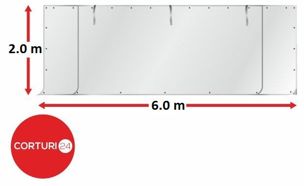6x2 m Perete frontal - PVC 500 g/m2, alb