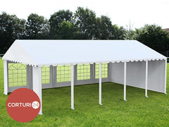 6x10 m Cort Evenimente ECONOMY, PVC alb