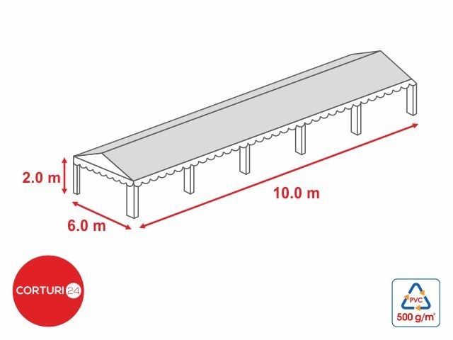 6x10 m-Prelata acoperis 500 gr/m2  - 2m inaltime laterala