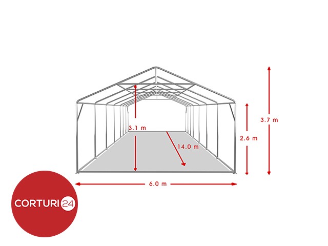 6X14 m Cort Evenimente PROFESSIONAL XXL, PVC alb