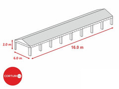 6x16 m-- Prelata acoperis 500 gr/m2 -2m inaltime laterala, alb