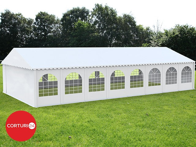 6x16m Cort Evenimente ECONOMY, PVC alb