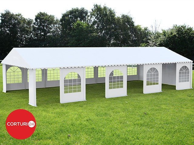 6x16m Cort Evenimente ECONOMY, PVC alb