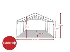 6x6 m Cort Evenimente PROFESSIONAL XXL, PVC ignifug alb