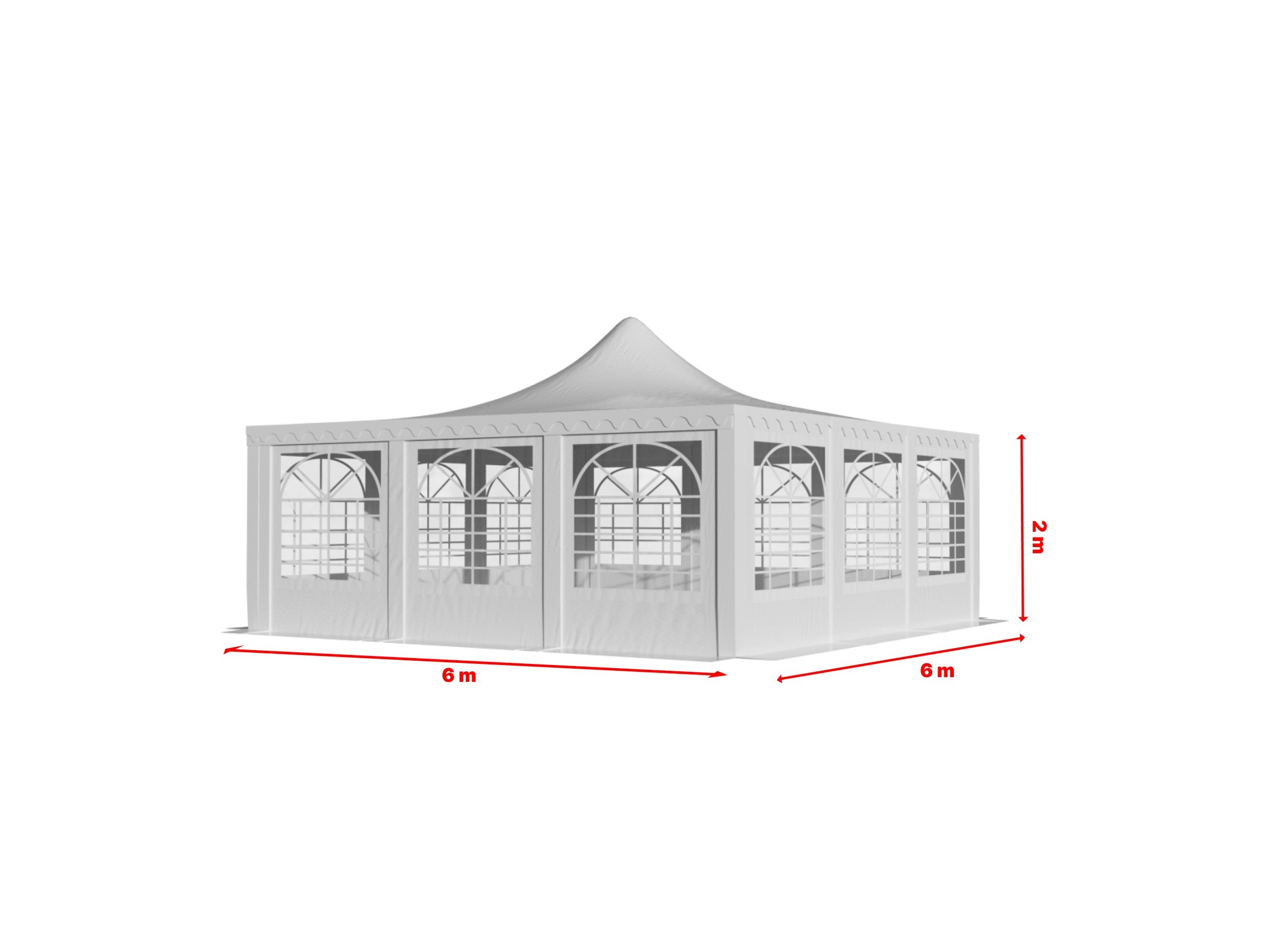 6x6 m Pagoda ECONOMY PVC 500, alb