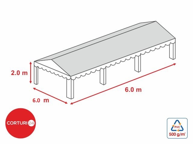 6x6 m-Prelata acoperis 500 gr/m2 - 2m inaltime laterala