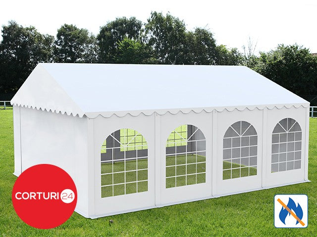 6x8 m Cort Evenimente PROFESSIONAL XXL, PVC ignifug alb