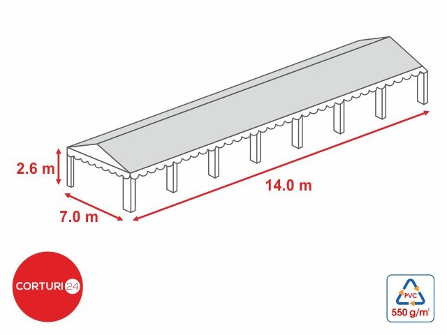 7x14 m-Prelata acoperis 550 gr/m2 - 2,6m inaltime laterala