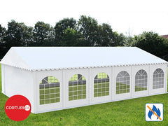 8x12 m Cort Evenimente PROFESSIONAL XXL, PVC ignifug alb